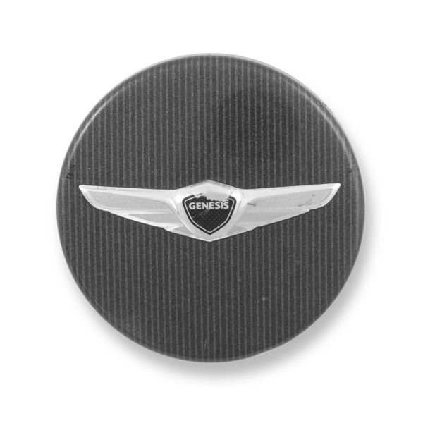 Used Genuine Hyundai Genesis Charcoal w/ Stripes and Chrome Wing Logo Wheel Cap 52960-AR000-JK