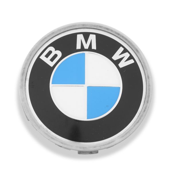 Used OE Genuine BMW Black w/ BMW Logo and Chrome Ring Center Cap 36136768640 for 3 Series