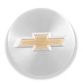 Used OE Genuine Chevrolet Silver w/ Gold Logo Center Cap 19303234 for Bolt, Cobalt, Cruze, Sonic, Spark & Trax