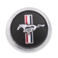 Used OE Genuine Ford Black w/ Multi Striped Pony Logo and Chrome Edge Center Cap 5W1J1A096BA for Mustang